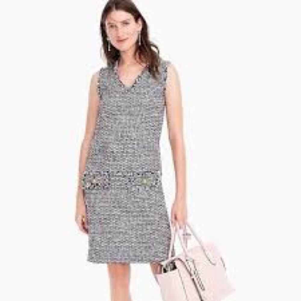 J. Crew Black and White Sleeveless Midi Dress